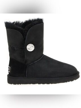 UGG Black Short Button Shearling Boot w/ Diamond 💎 Accents